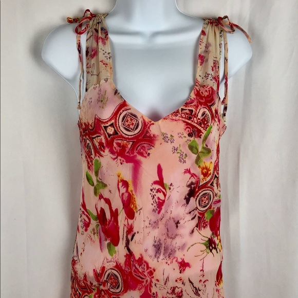 Lapis sheer silk sweetheart neckline midi dress S - Picture 2 of 6